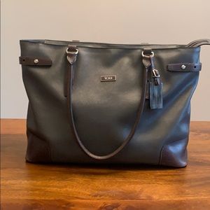 Tumi Leather Laptop Bag - Dark Gray and Brown